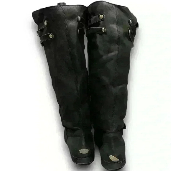 Jimmy Choo Boots Shearling Riding Black Gold Buckle Hardware Womens 7 EURO 37.5​ - Picture 4 of 16